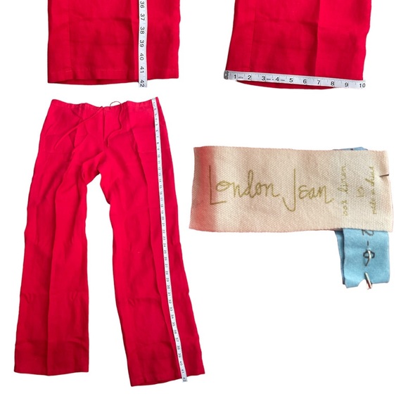 London Jean Linen Pants Womens size 10 Red Tie Waist - Picture 3 of 4